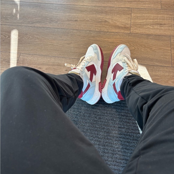 Off-White Sneakers in Cream and Burgundy - Picture 2 of 16